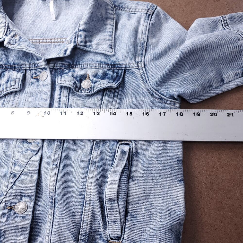 Free People Rumors Denim Jacket Womens S Blue Stone Wash Cropped Streetwear Boho - Picture 6 of 11